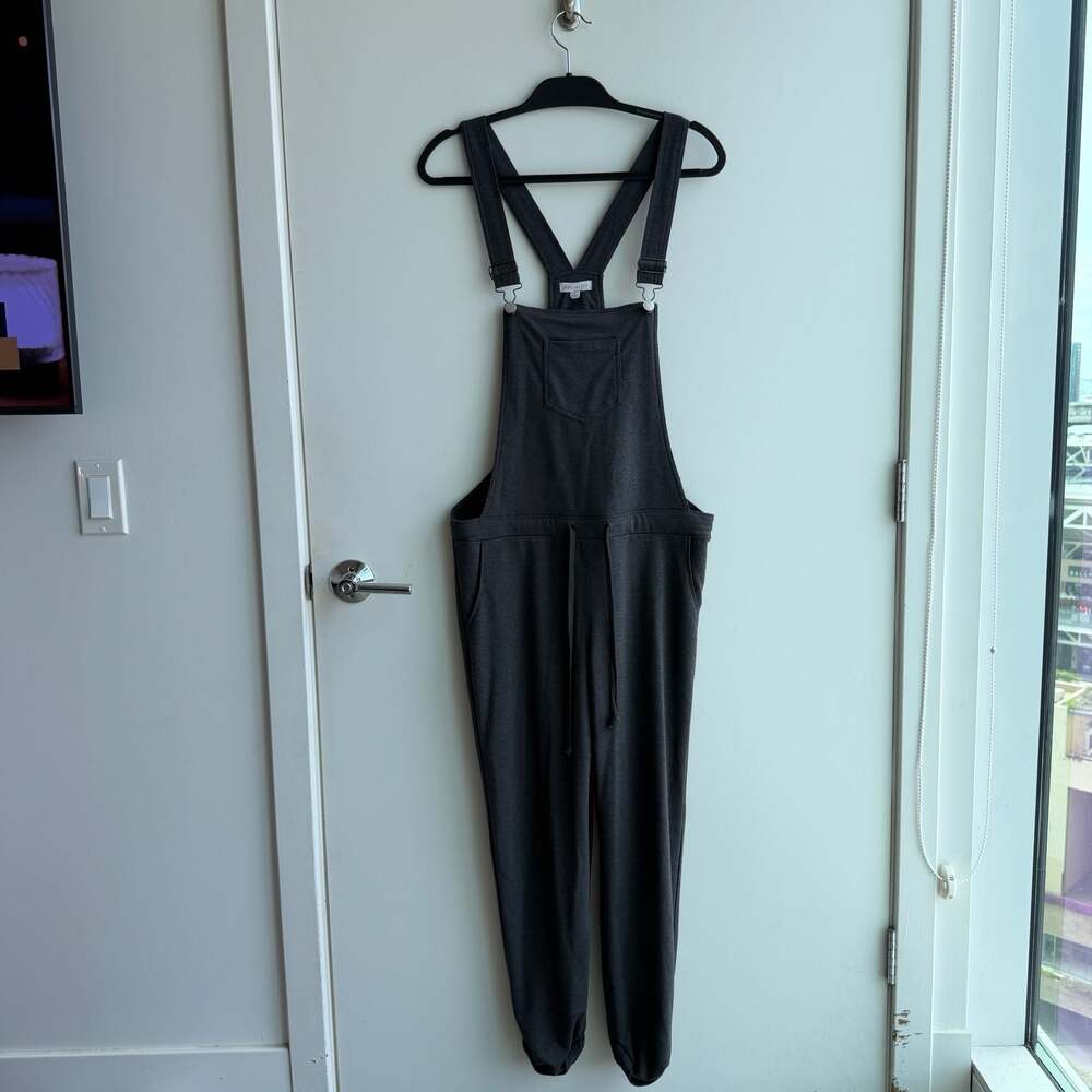 Socialite Charcoal Grey Heather Knit Jogger Overalls